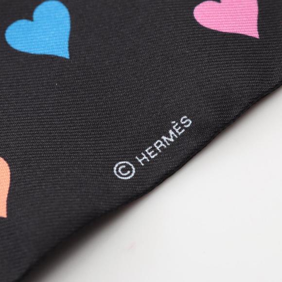 Hermes Twilly Tea Time Scarf Silk Women's Black Multicolor
